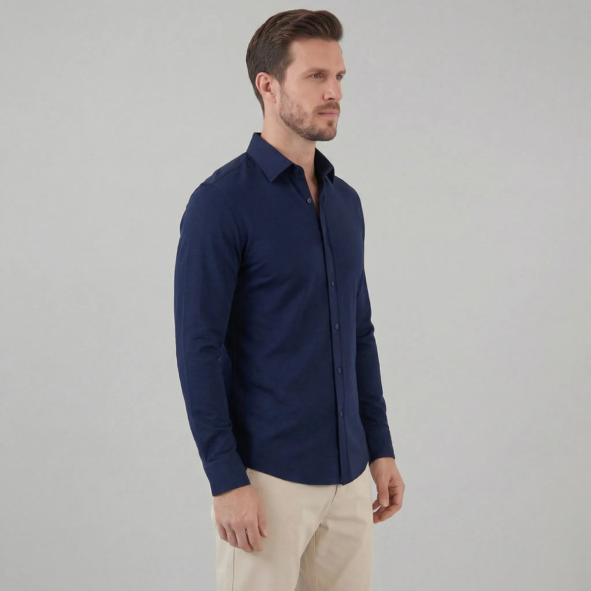 Slim fit overhemd met mandarin kraag