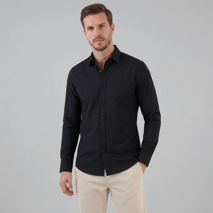 Slim fit overhemd met mandarin kraag