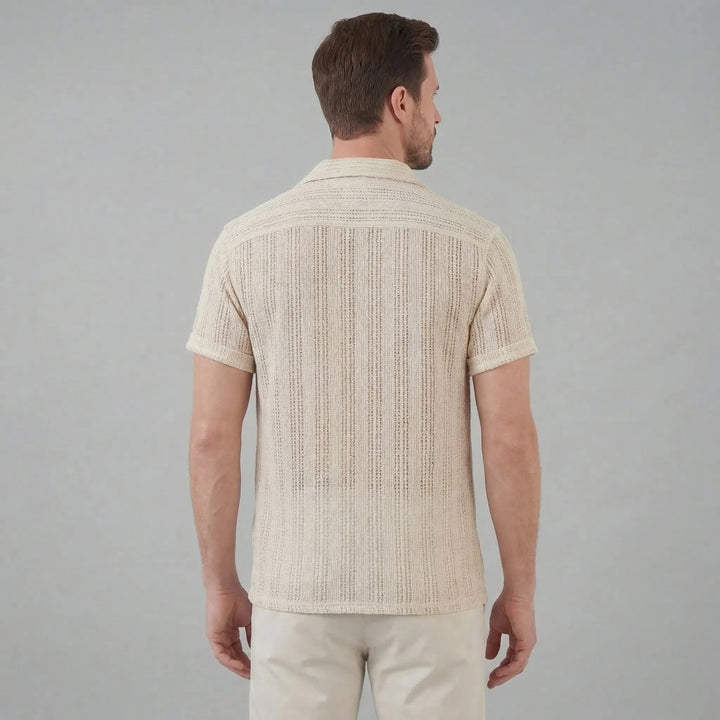 Shirt met V-hals en korte mouwen