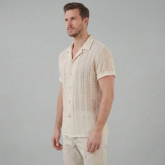 Shirt met V-hals en korte mouwen