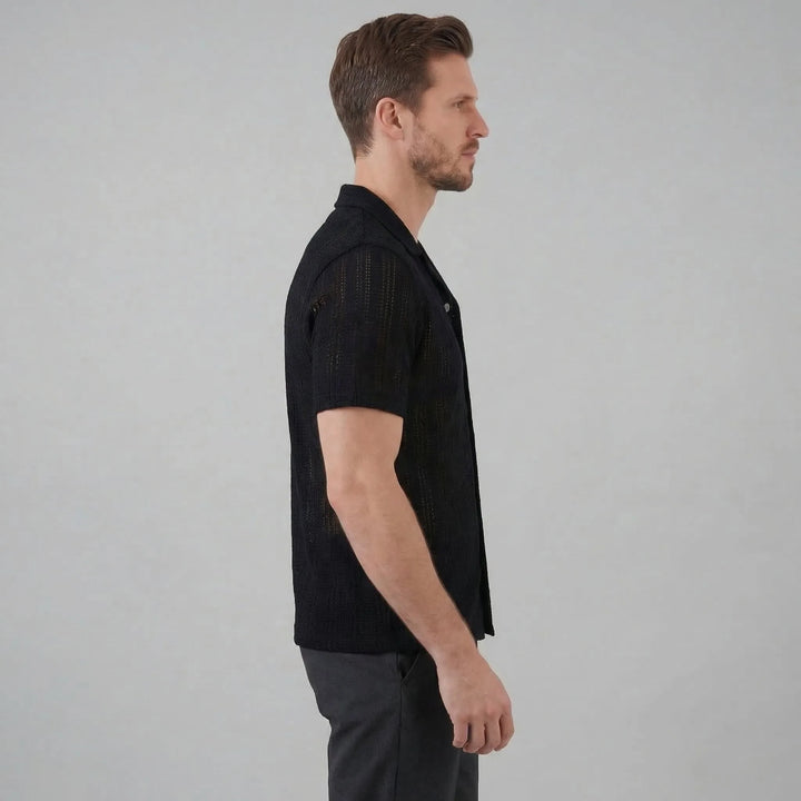 Shirt met V-hals en korte mouwen