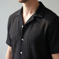 Shirt met V-hals en korte mouwen