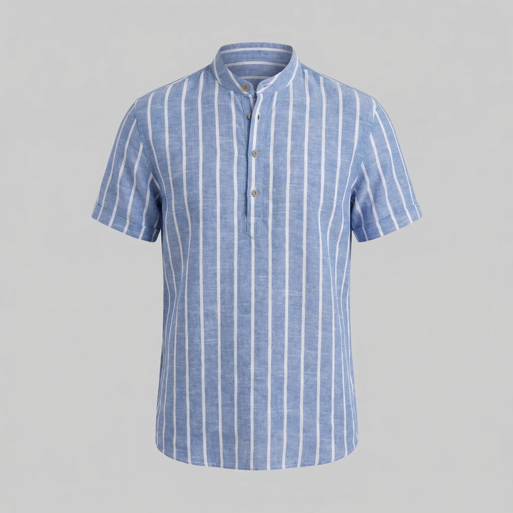 Gestreept shirt met mandarin kraag