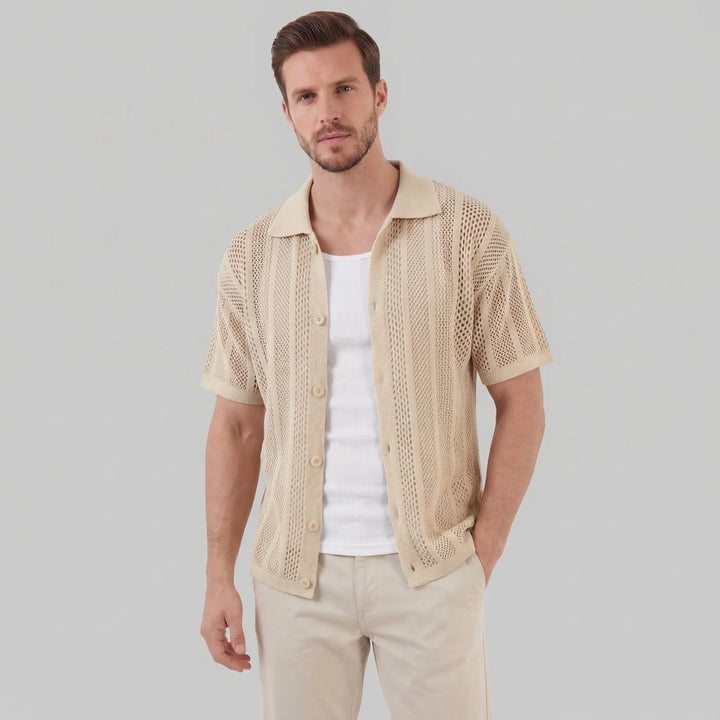 Heren mesh shirt met V-hals