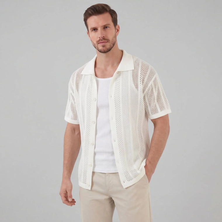 Heren mesh shirt met V-hals