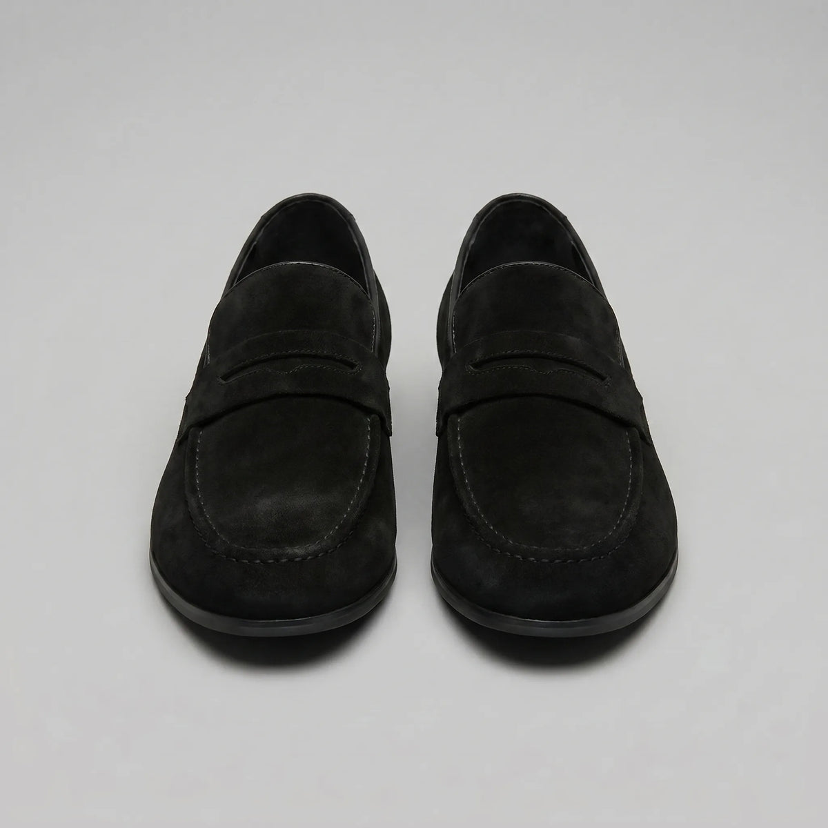 Bruine penny loafers met suède look