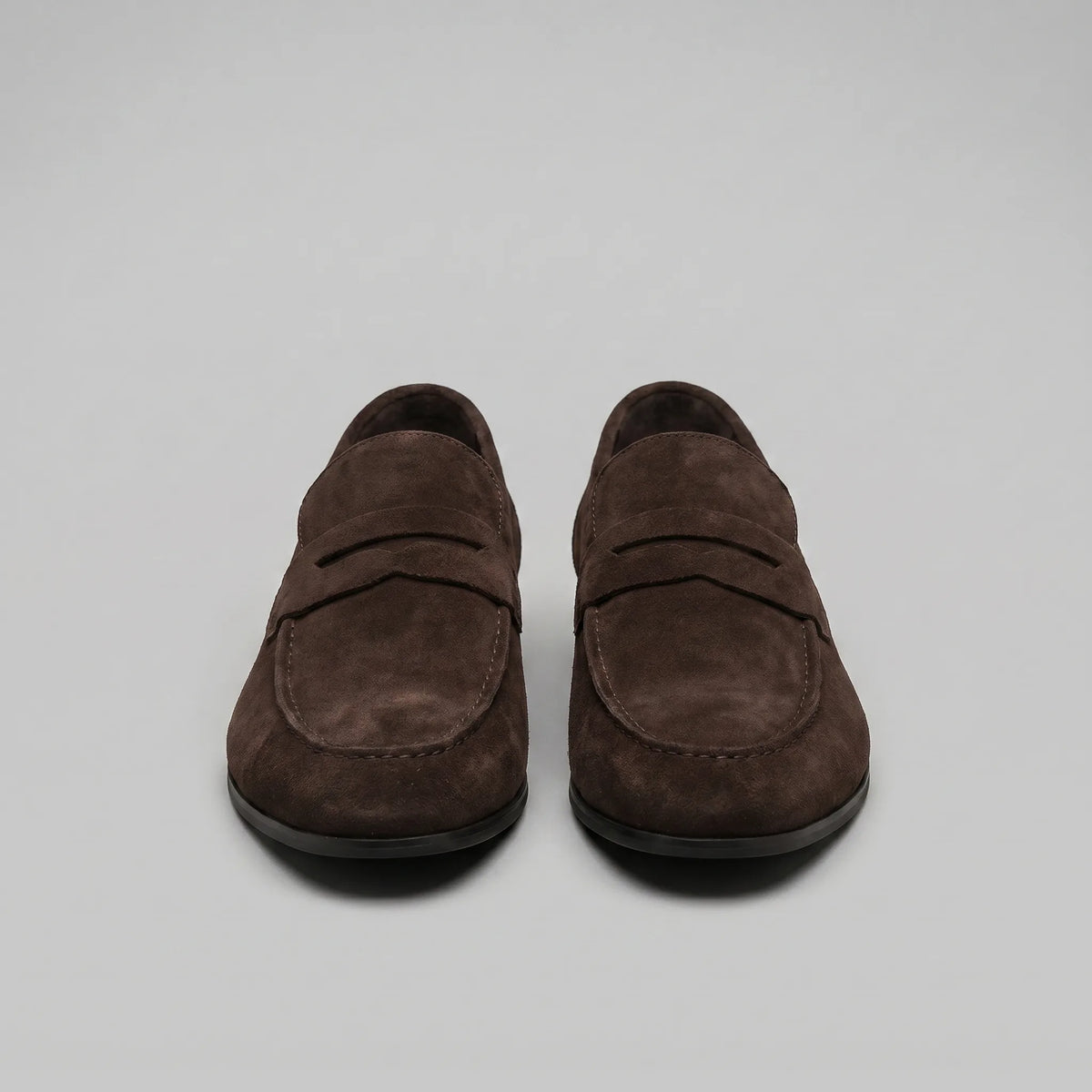 Bruine penny loafers met suède look