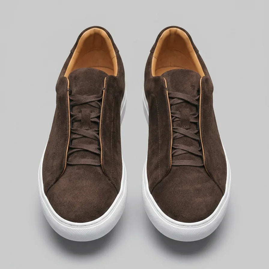 Low-top sneakers van bruin suede