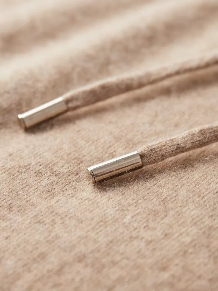 Hoodie van 100% cashmere met capuchon en trekkoord