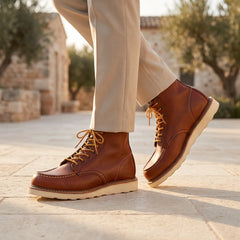 Veterschoenen boots met moc toe design