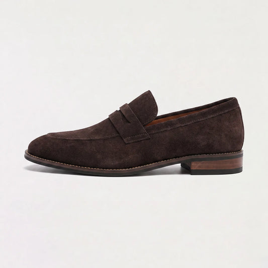 Nubuck leren loafers met saddle strap