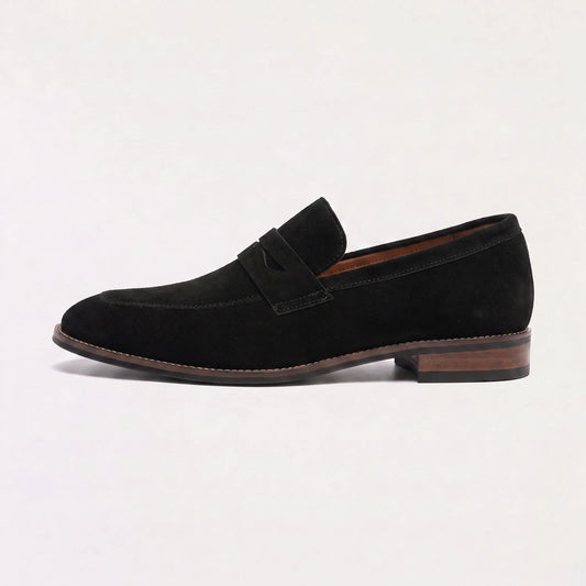 Nubuck leren loafers met saddle strap