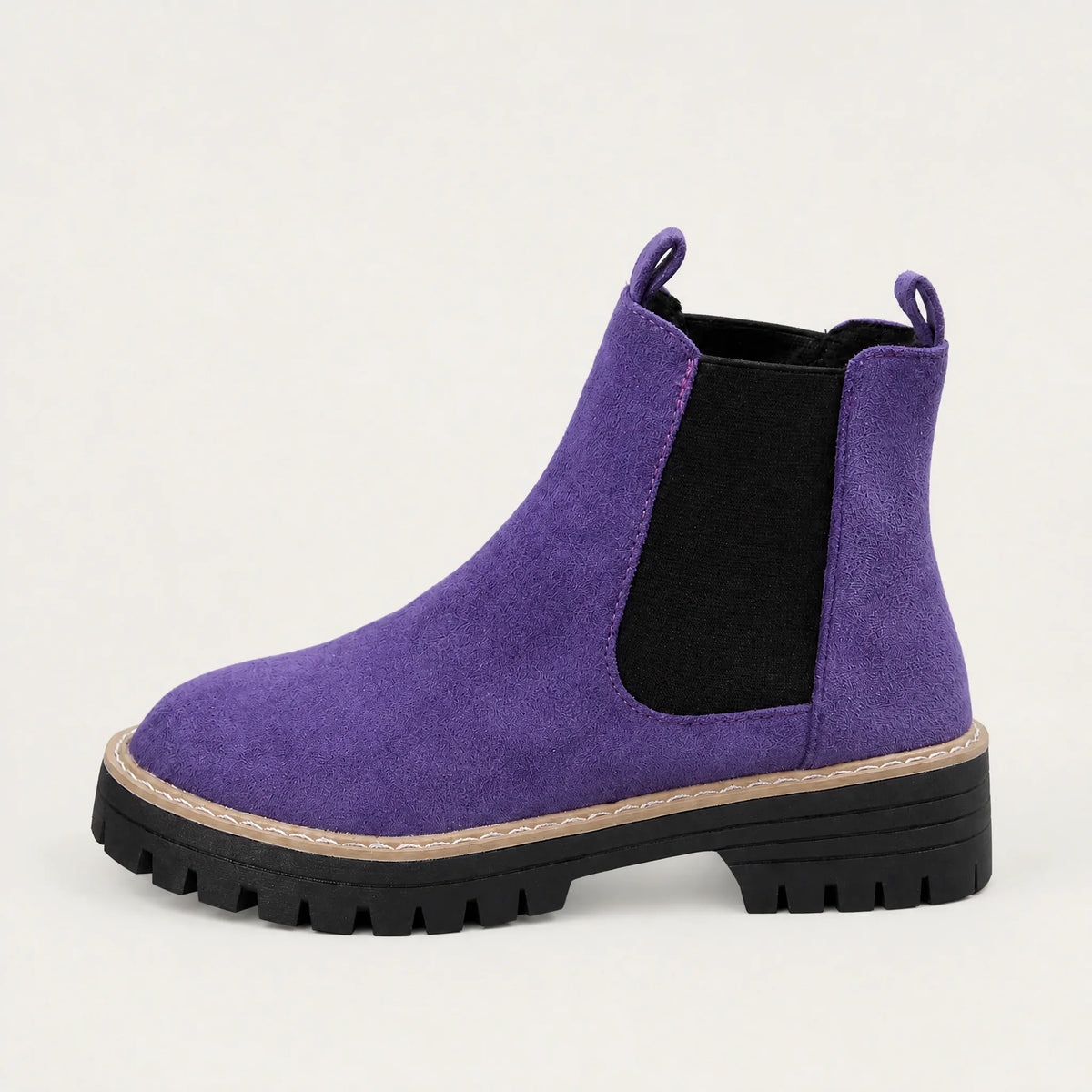 Suede enkellaarsjes met blokhak