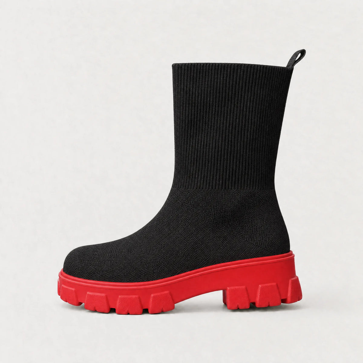 Witte enkellaarsjes met ribbed stretch
