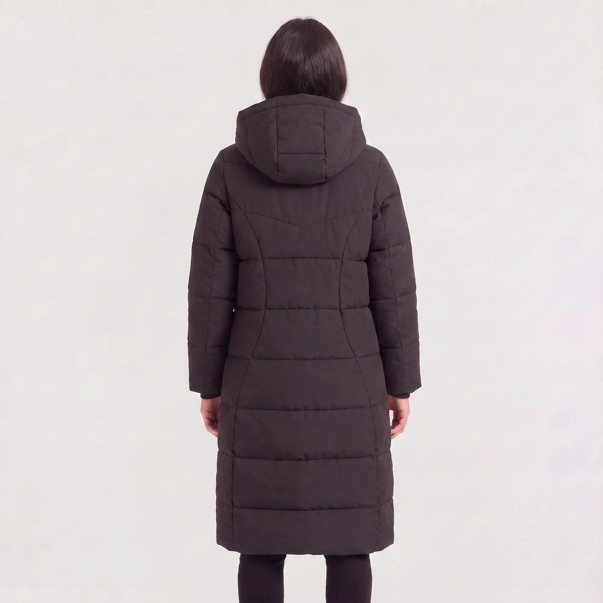 Lange puffer coat met capuchon