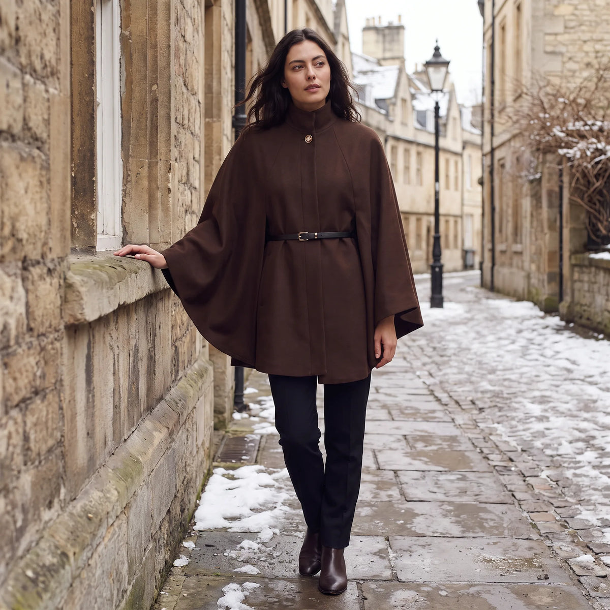 Oversized gebreide poncho