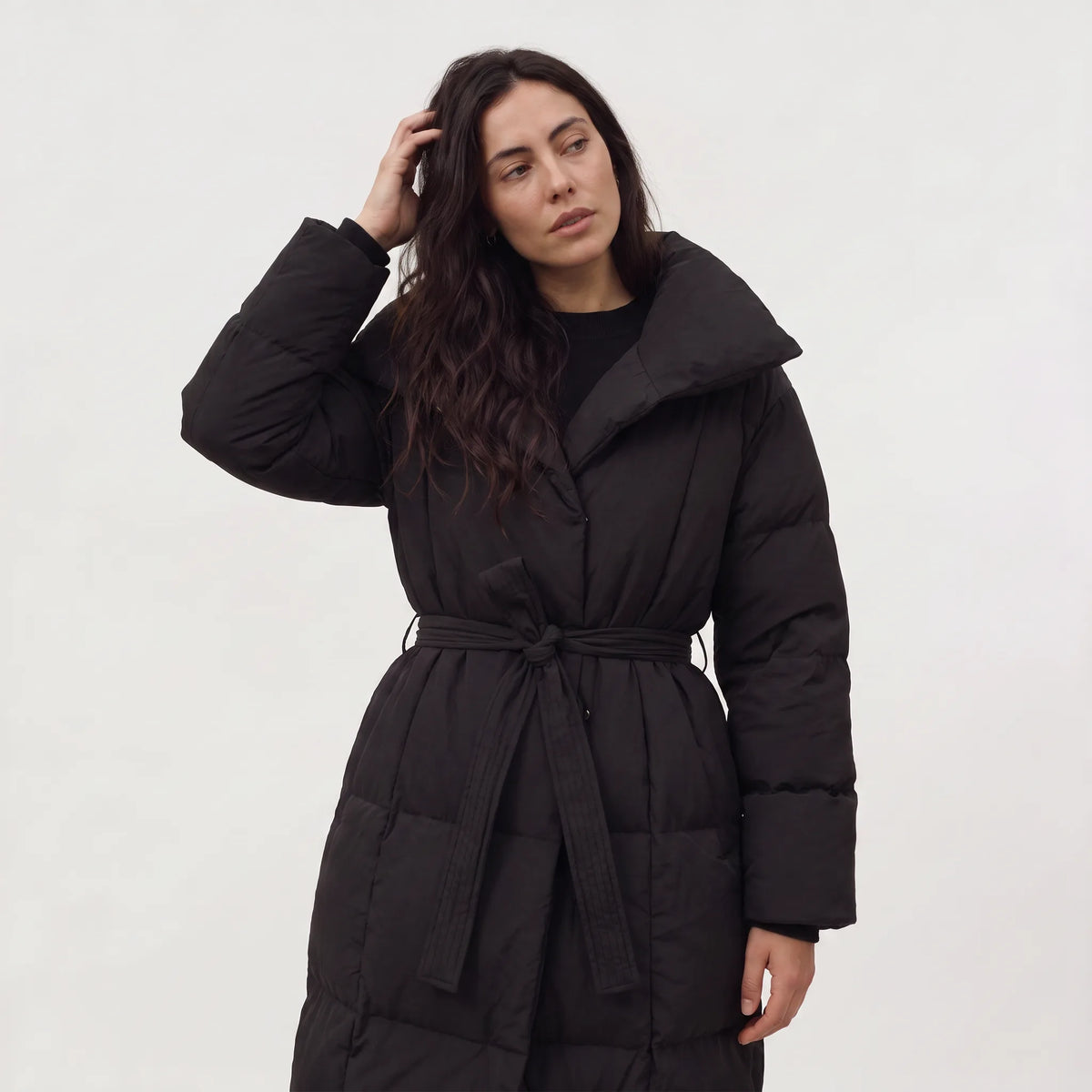 Oversized puffer coat met capuchon