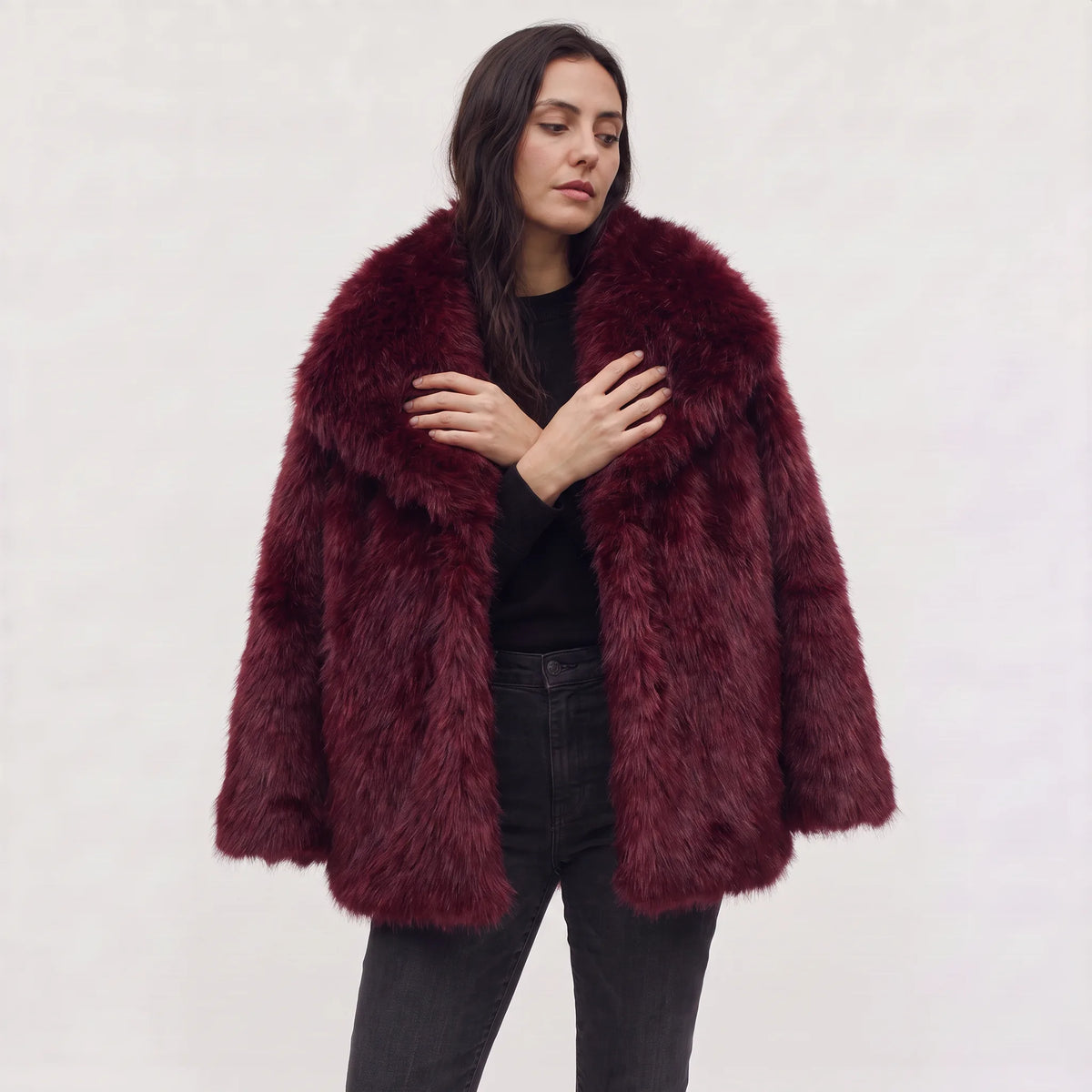 Oversized faux fur jas