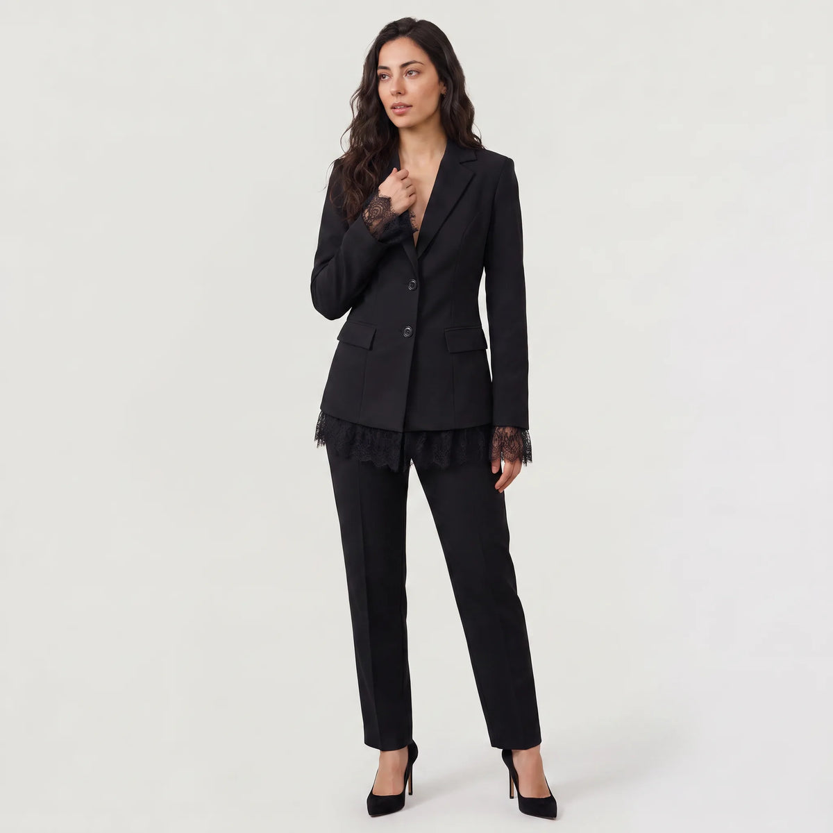 Blazer jacket met kantdetails