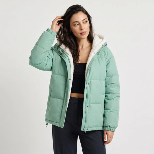 Hooded puffer jacket met fleece voering