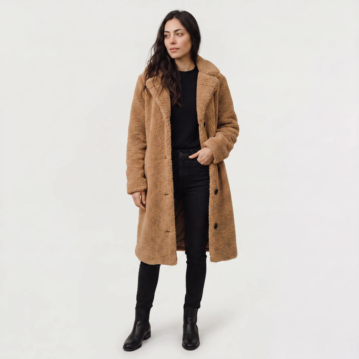 Longline teddy coat