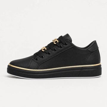 Zwarte trainers met gouden details