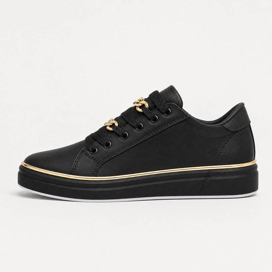 Zwarte trainers met gouden details