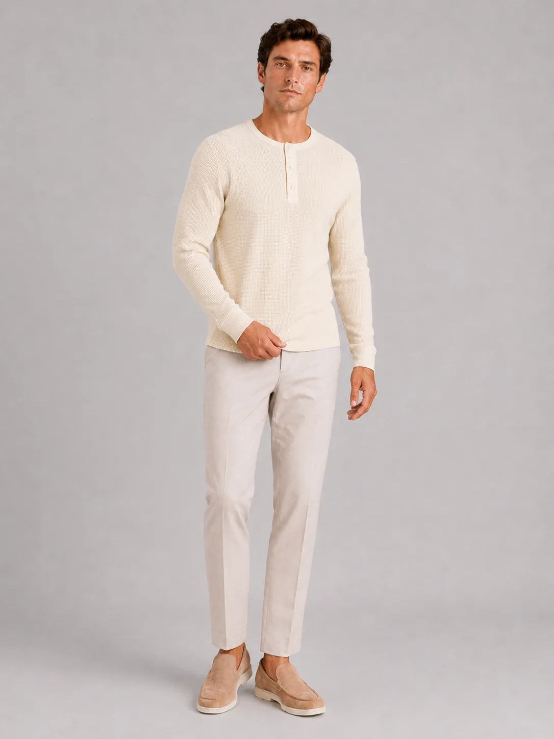 Longsleeve waffle knit shirt