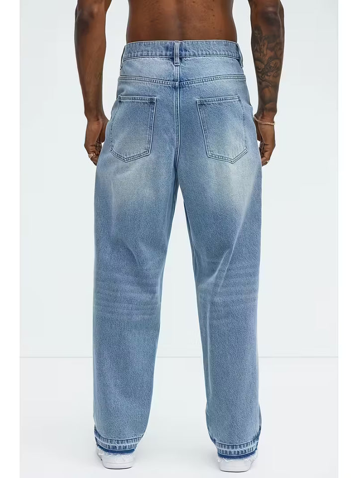 Jeans met loose straight-leg pasvorm en hoge taille