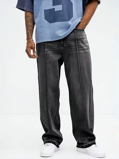 Jeans met loose straight-leg pasvorm en hoge taille