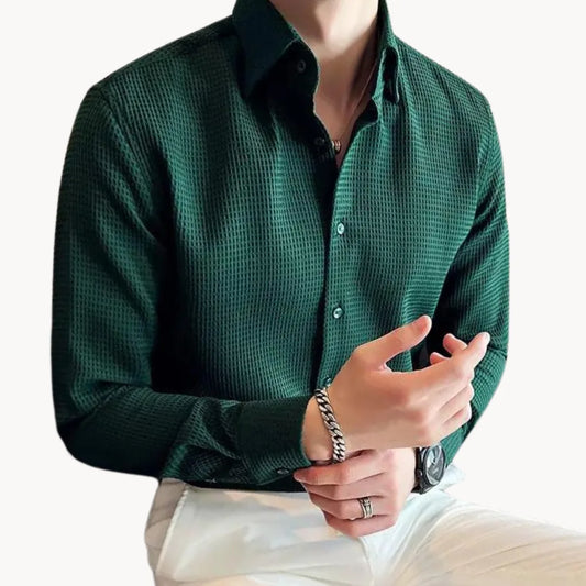 Lang mouw overhemd met knoopsluiting en slim fit
