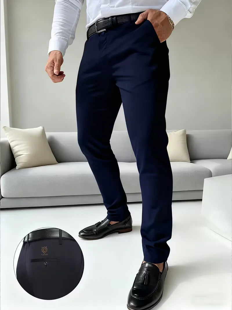 Lange broek met tijgerborduurontwerp en slim fit
