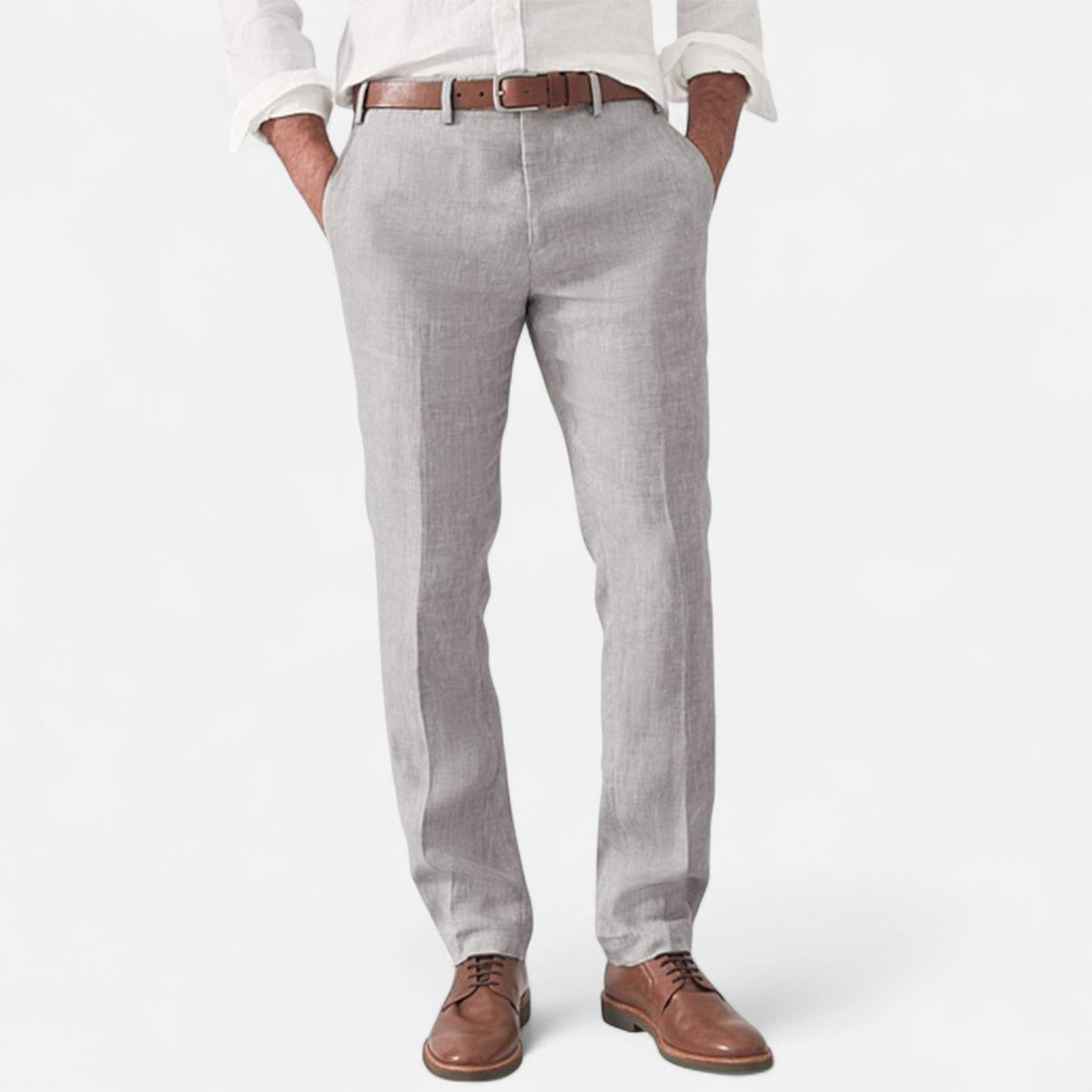 Linnen broek met elastische taille en zijzakken