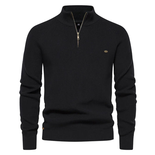 Luxe half zip trui met opstaande kraag