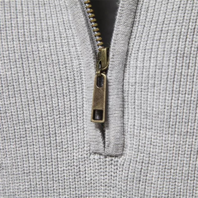 Luxe half zip trui met opstaande kraag