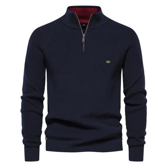 Luxe half zip trui met opstaande kraag
