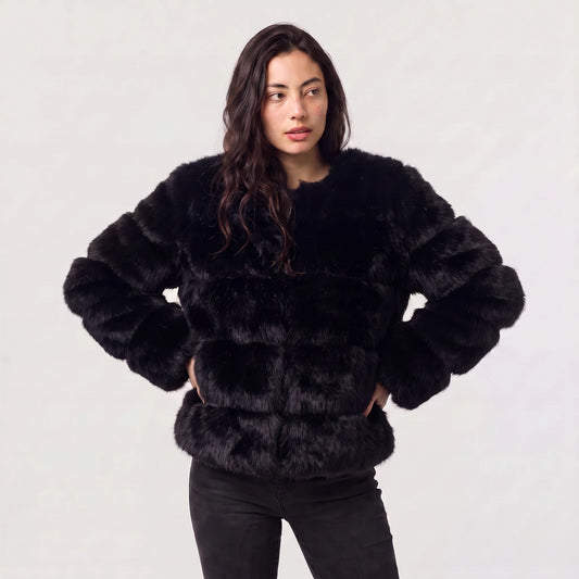 Faux fur jacket met lange mouwen
