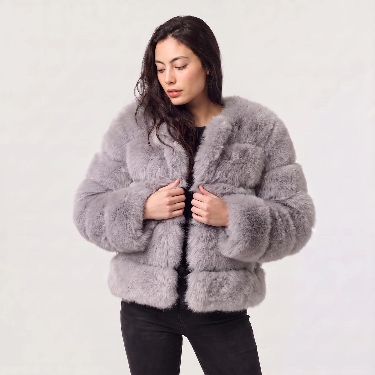 Faux fur jacket met lange mouwen