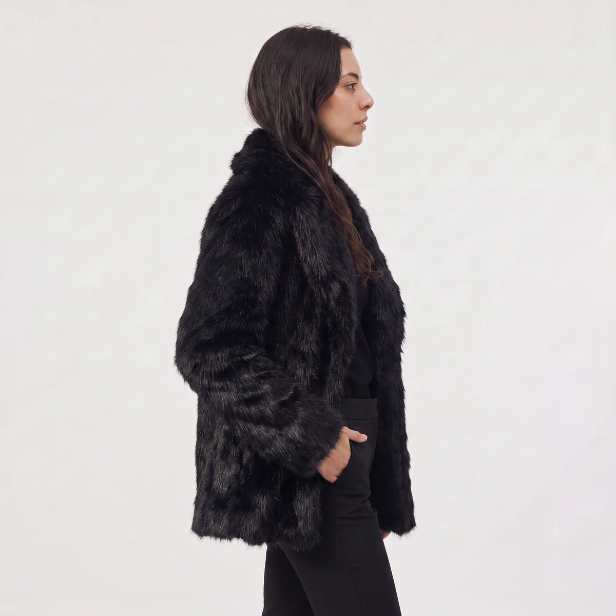 Oversized faux fur jas