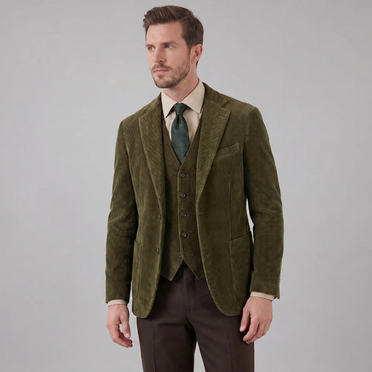 Heren corduroy blazer met vest