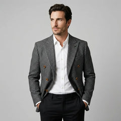 Double breasted blazer met ruitpatroon