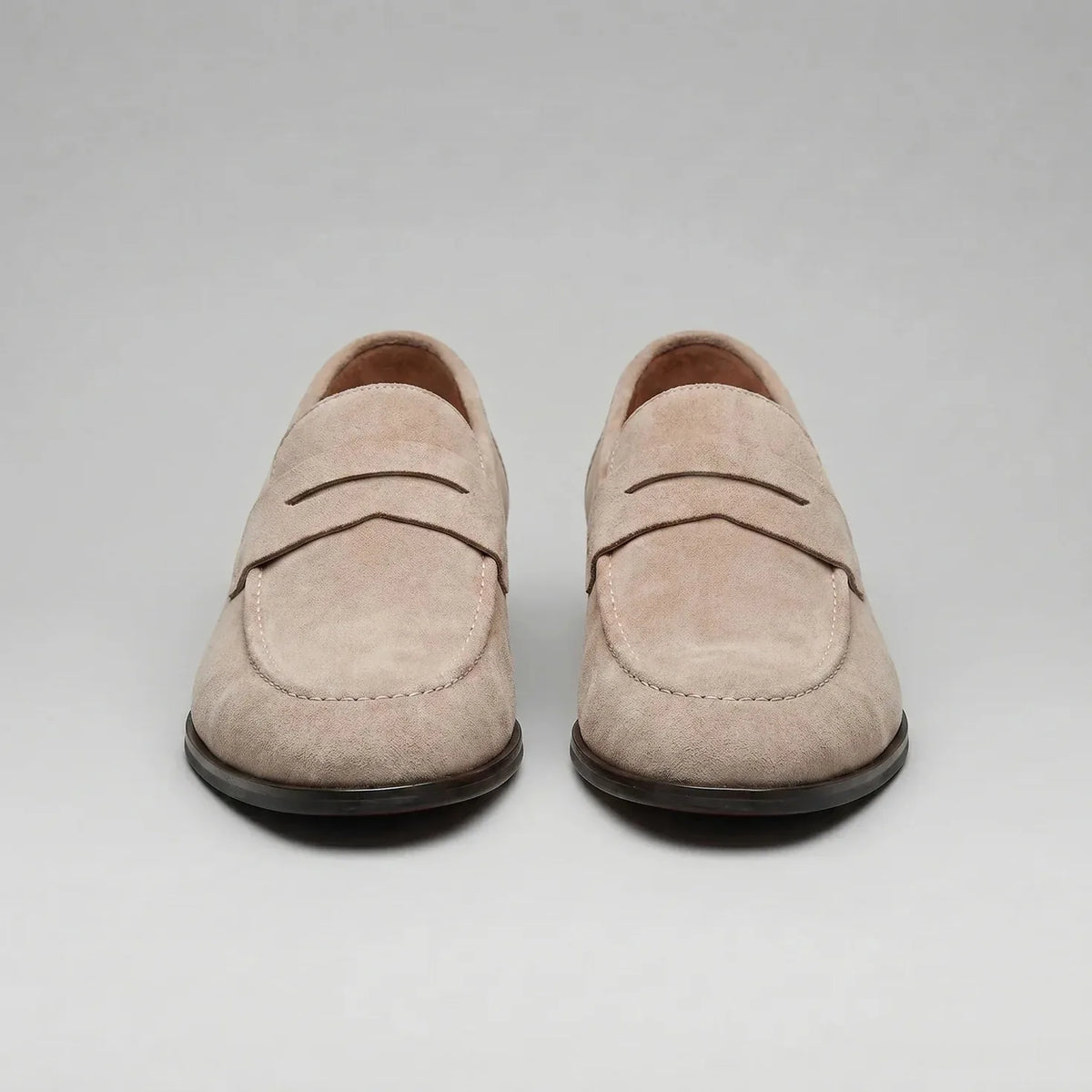 Bruine penny loafers met suède look