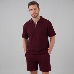 Waffle knit set met korte mouwen