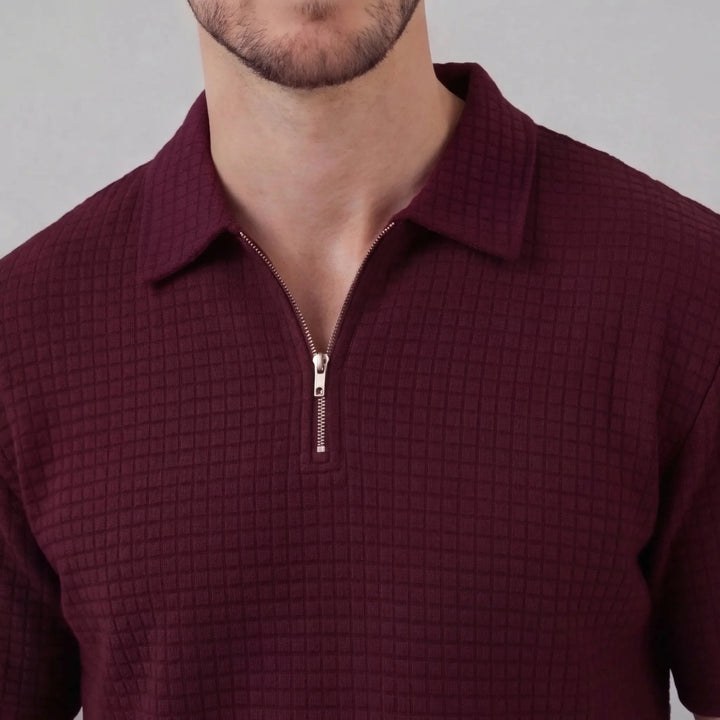 Waffle knit set met korte mouwen