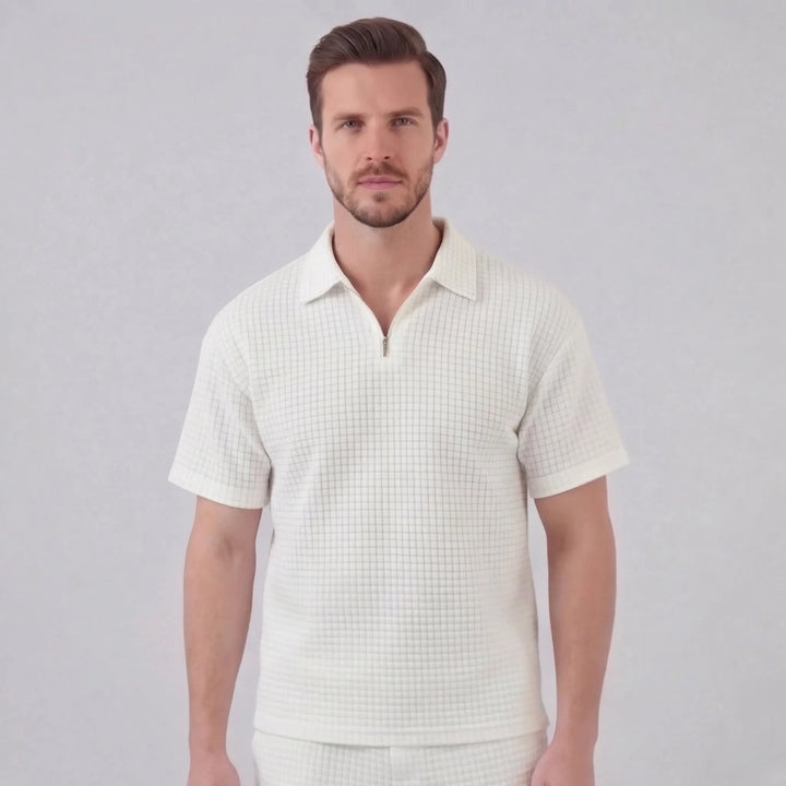 Waffle knit set met korte mouwen