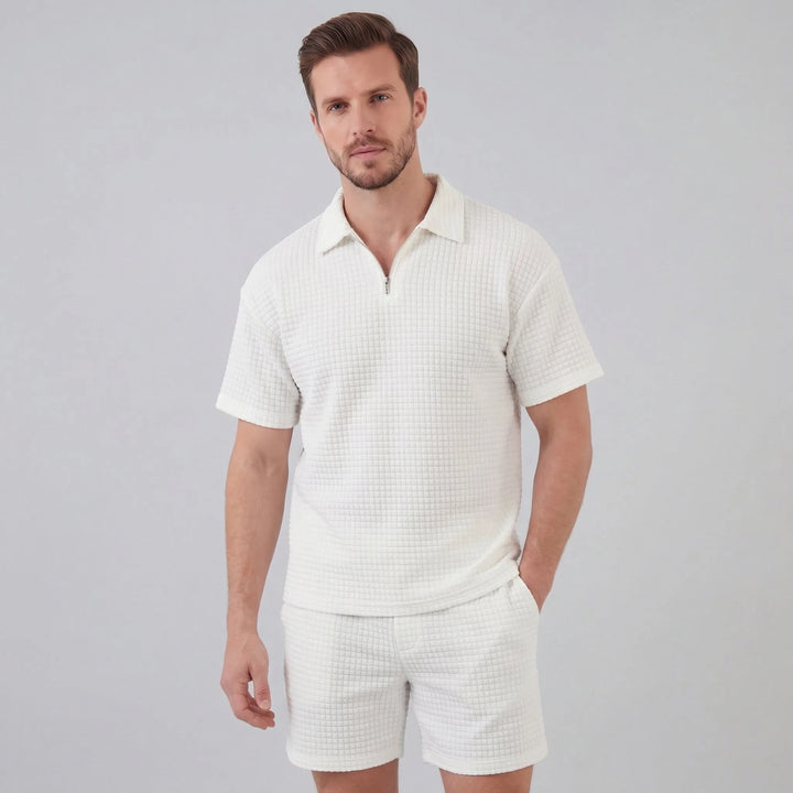 Waffle knit set met korte mouwen