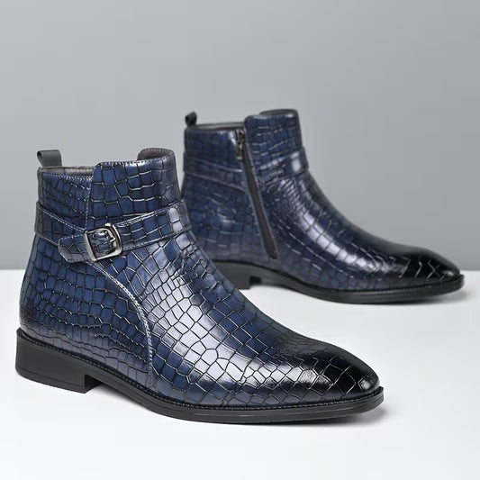 Mid-top laarzen met getextureerd bovenwerk en zijrits