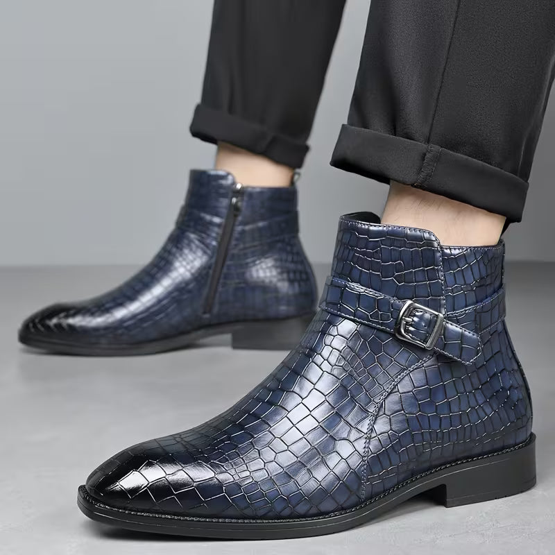 Mid-top laarzen met getextureerd bovenwerk en zijrits
