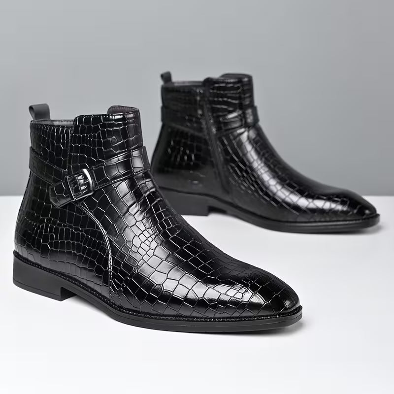 Mid-top laarzen met getextureerd bovenwerk en zijrits
