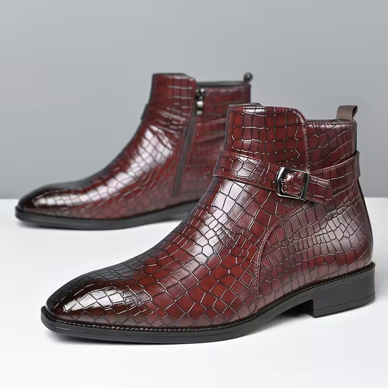 Mid-top laarzen met getextureerd bovenwerk en zijrits